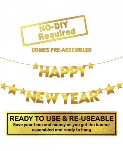 Gold Shiny Happy New Year Banner - No DIY 10 Feet | Foil NYE Banner 2023 for Happy New Year Decorations 2023 | New Years Eve ...