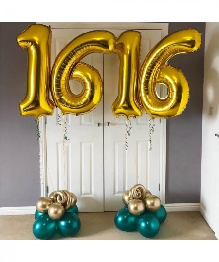 40 Inch Gold 15 Number Balloons Giant Jumbo Huge 15 or 51 Foil Mylar Helium Number Digital Balloons Gold Birthday Mylar Digit...