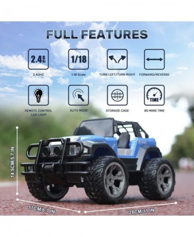 DE42 Remote Control Car RC Racing Cars 1:18 Scale 80 Min Play 2.4Ghz LED Light Auto Mode Off Road RC Trucks with Storage Case...