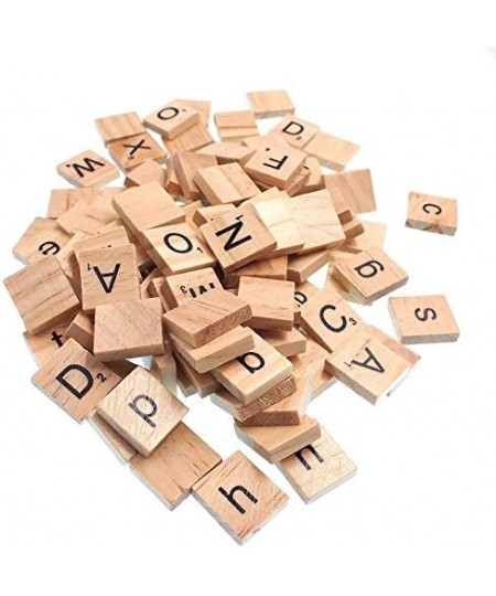 Raylinedo 200X Wooden Alphabet Scrabble Tiles Letter Alphabet Scrabbles Number Crafts English Words Uppercase and Lowercase M...