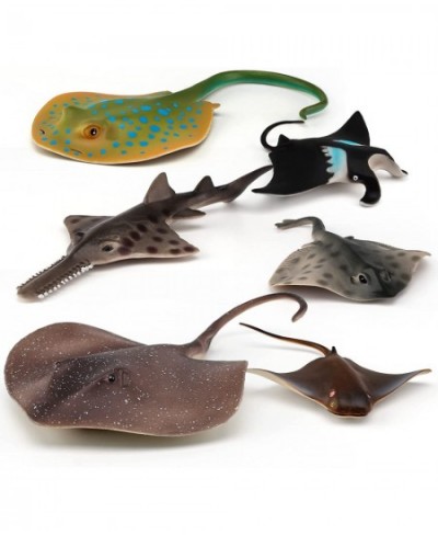 Ocean Sea Marine Animal Model Figures 6 PCS Manta Ray Taeniura Lymma Figurines Party Favors Supplies Cake Toppers Set Toys fo...