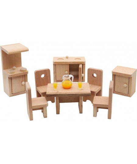 Wooden Classic Miniature House Furniture Wood Miniature Kitchen Set and Mini Juice Pot Cups Fake House Furniture Mini House D...