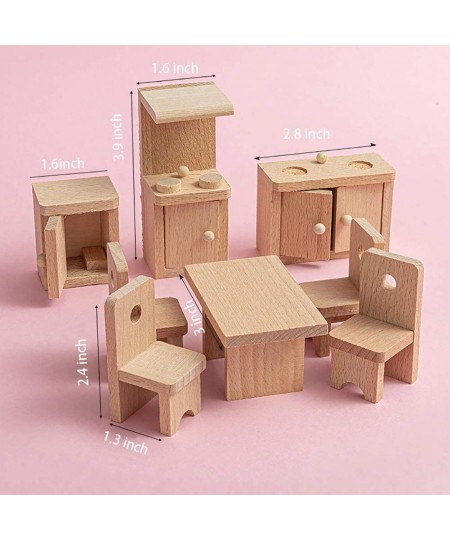 Wooden Classic Miniature House Furniture Wood Miniature Kitchen Set and Mini Juice Pot Cups Fake House Furniture Mini House D...