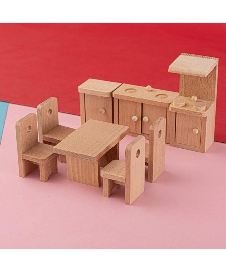 Wooden Classic Miniature House Furniture Wood Miniature Kitchen Set and Mini Juice Pot Cups Fake House Furniture Mini House D...