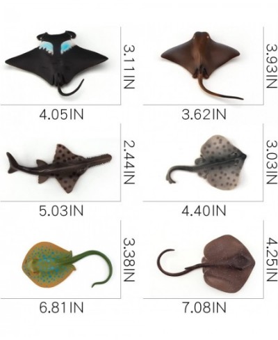 Ocean Sea Marine Animal Model Figures 6 PCS Manta Ray Taeniura Lymma Figurines Party Favors Supplies Cake Toppers Set Toys fo...