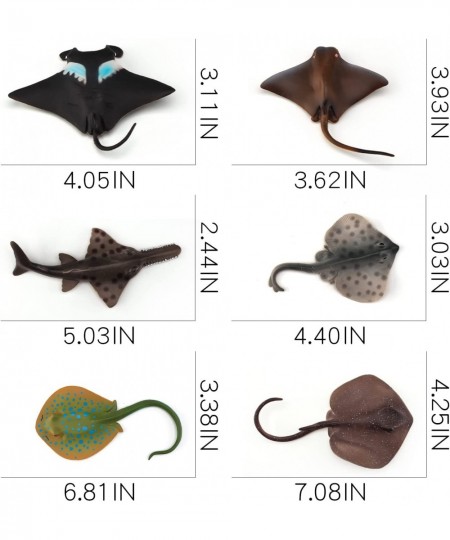 Ocean Sea Marine Animal Model Figures 6 PCS Manta Ray Taeniura Lymma Figurines Party Favors Supplies Cake Toppers Set Toys fo...