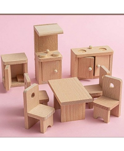 Wooden Classic Miniature House Furniture Wood Miniature Kitchen Set and Mini Juice Pot Cups Fake House Furniture Mini House D...