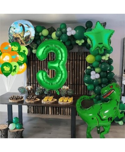 Dinosaur Balloons 3rd Birthday Decorations for Boys 34 Inch Giant Dinosaur Inflatable Foil Mylar Balloon Green Number 3 Dino ...