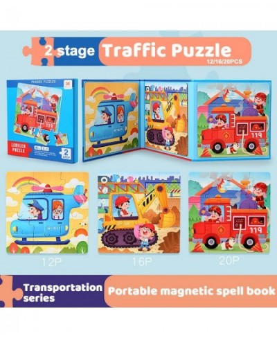 Magnetic Puzzles for Kids Ages 4 5 6 7 8 Three Wooden Jigsaw Puzzles 48 Piece Fire Truck Puzzles Book for Toddlers Puzzles Pa...