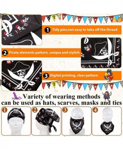 Pirate Party Supplies Skull Print Pirate Hat Pirate Eye Patches Pirate Bandana Pirate Mini Flag Patches Stickers for Caribbea...