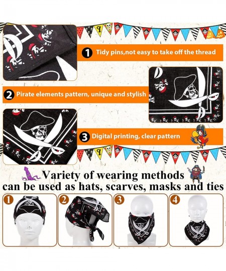 Pirate Party Supplies Skull Print Pirate Hat Pirate Eye Patches Pirate Bandana Pirate Mini Flag Patches Stickers for Caribbea...