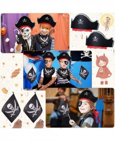 Pirate Party Supplies Skull Print Pirate Hat Pirate Eye Patches Pirate Bandana Pirate Mini Flag Patches Stickers for Caribbea...