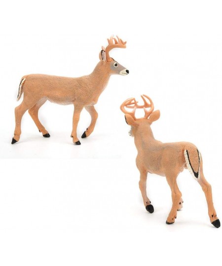 Deer Figurines Toys Forest Animals Set Simulation Yellow White Tailed Deer Model Ornaments Desktop Decoration Birthday for Ki...