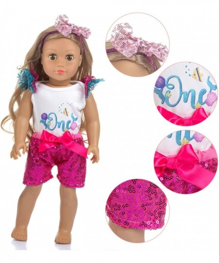 1 Set of Mermaid Pattern Clothes and Accessories for 18 Inch Girl Doll Outfits and Accessories - 1 Cotton Shirt 1 Sequin Pant...