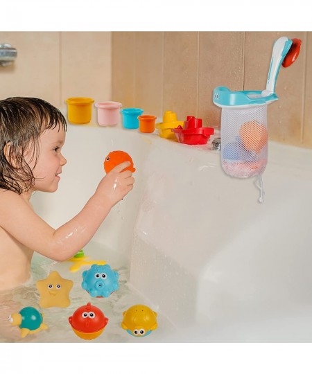 15 Pcs Baby Bath Toys Toddlers Bathtub Water Pool Toy Floating Boats Stacking Cups Cute Animals for Bathroom 1 2 3 Years Kids...