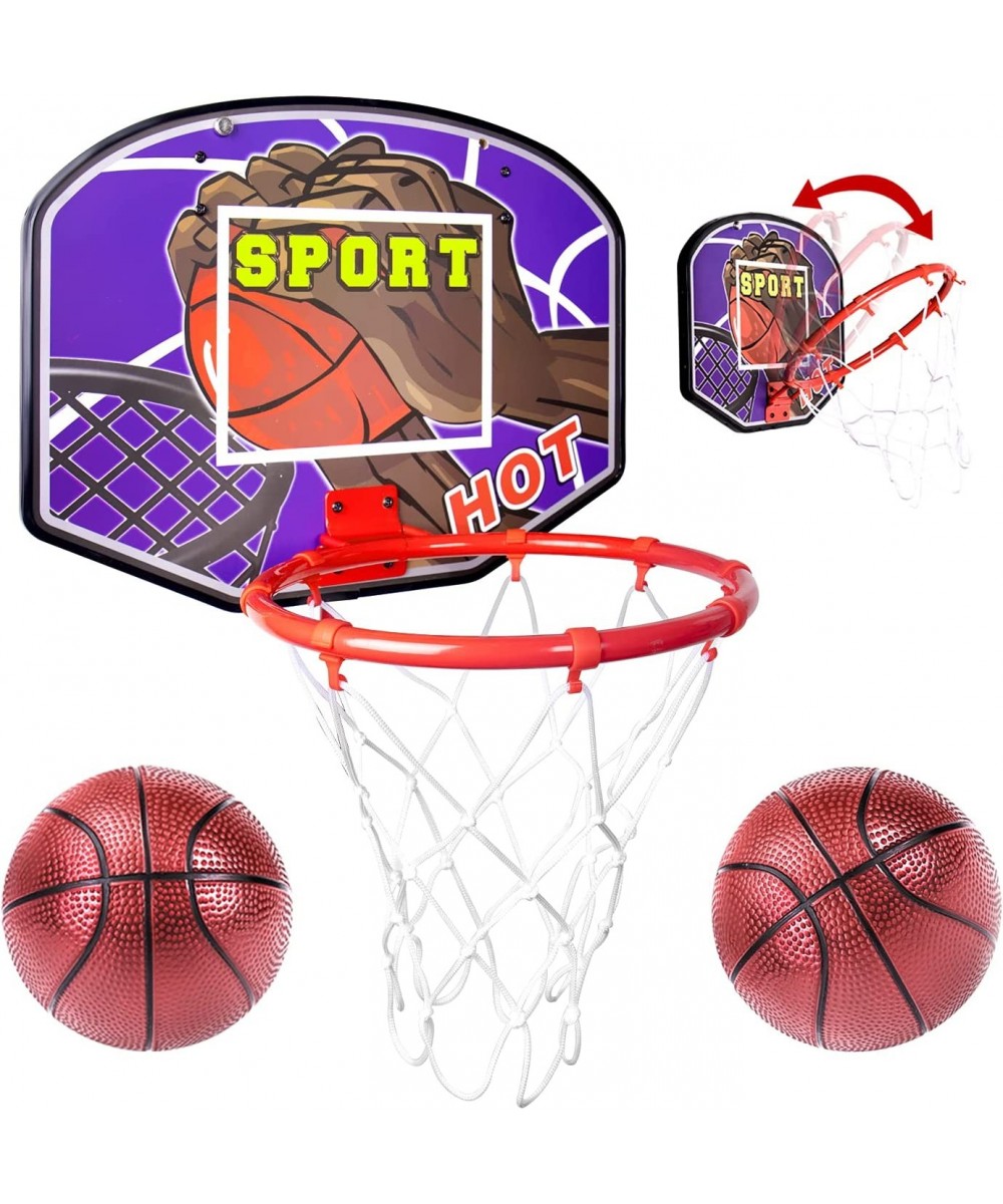 Over Door Basketball Hoop Foldable Mini Indoor Basketball Goal with 2 Balls Wooden Backboard Rim Net Sport Activities Gift To...