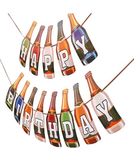 Colorful Happy Birthday Banner Bottle Shape Birthday Party Decoration Funny Birthday Party Decoration for Adults $15.83 - Kid...