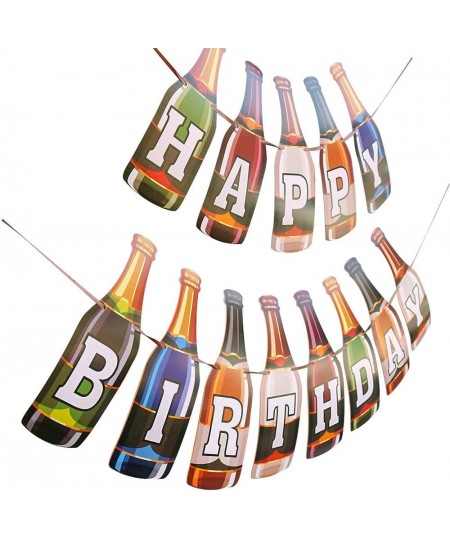 Colorful Happy Birthday Banner Bottle Shape Birthday Party Decoration Funny Birthday Party Decoration for Adults $15.83 - Kid...