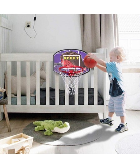 Over Door Basketball Hoop Foldable Mini Indoor Basketball Goal with 2 Balls Wooden Backboard Rim Net Sport Activities Gift To...