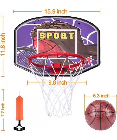 Over Door Basketball Hoop Foldable Mini Indoor Basketball Goal with 2 Balls Wooden Backboard Rim Net Sport Activities Gift To...