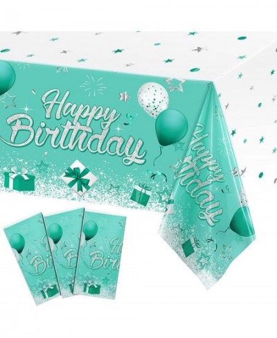 Teal and Silver Birthday Party Supplies Confetti Sprinkles Happy Birthday Tablecloths Starry Table Covers for Kids Adults Bir...