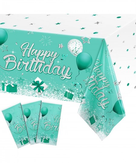 Teal and Silver Birthday Party Supplies Confetti Sprinkles Happy Birthday Tablecloths Starry Table Covers for Kids Adults Bir...