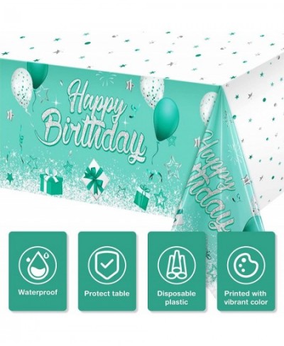 Teal and Silver Birthday Party Supplies Confetti Sprinkles Happy Birthday Tablecloths Starry Table Covers for Kids Adults Bir...