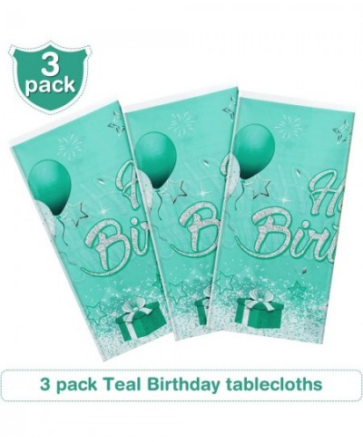 Teal and Silver Birthday Party Supplies Confetti Sprinkles Happy Birthday Tablecloths Starry Table Covers for Kids Adults Bir...