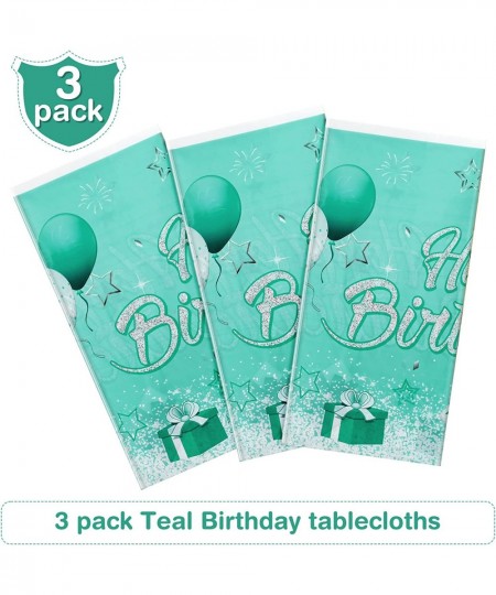 Teal and Silver Birthday Party Supplies Confetti Sprinkles Happy Birthday Tablecloths Starry Table Covers for Kids Adults Bir...