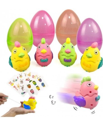 Large Prefilled Wind Up Chicks Easter Eggs Basket Stuffers Decorations for Toddler Boys Girls Kids Gift LED Flashing Chicken ...