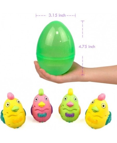 Large Prefilled Wind Up Chicks Easter Eggs Basket Stuffers Decorations for Toddler Boys Girls Kids Gift LED Flashing Chicken ...