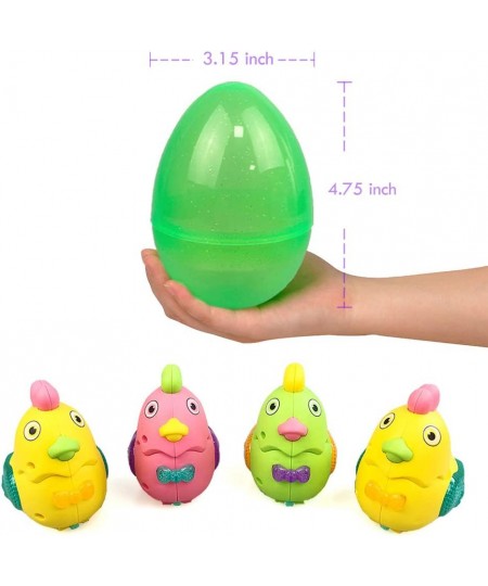 Large Prefilled Wind Up Chicks Easter Eggs Basket Stuffers Decorations for Toddler Boys Girls Kids Gift LED Flashing Chicken ...