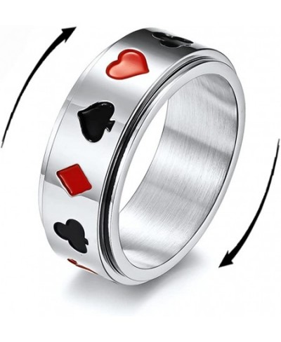 Poker Aces Spinner Rings for Men Boys Women Rotating Stress Relief Fidget Playing Cards Game Biker Spade Band Anxiety Finger ...