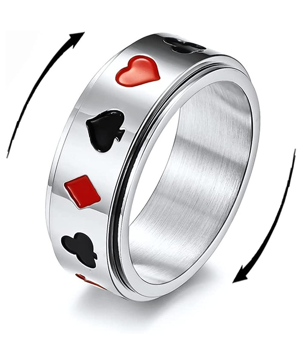 Poker Aces Spinner Rings for Men Boys Women Rotating Stress Relief Fidget Playing Cards Game Biker Spade Band Anxiety Finger ...