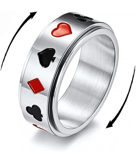 Poker Aces Spinner Rings for Men Boys Women Rotating Stress Relief Fidget Playing Cards Game Biker Spade Band Anxiety Finger ...